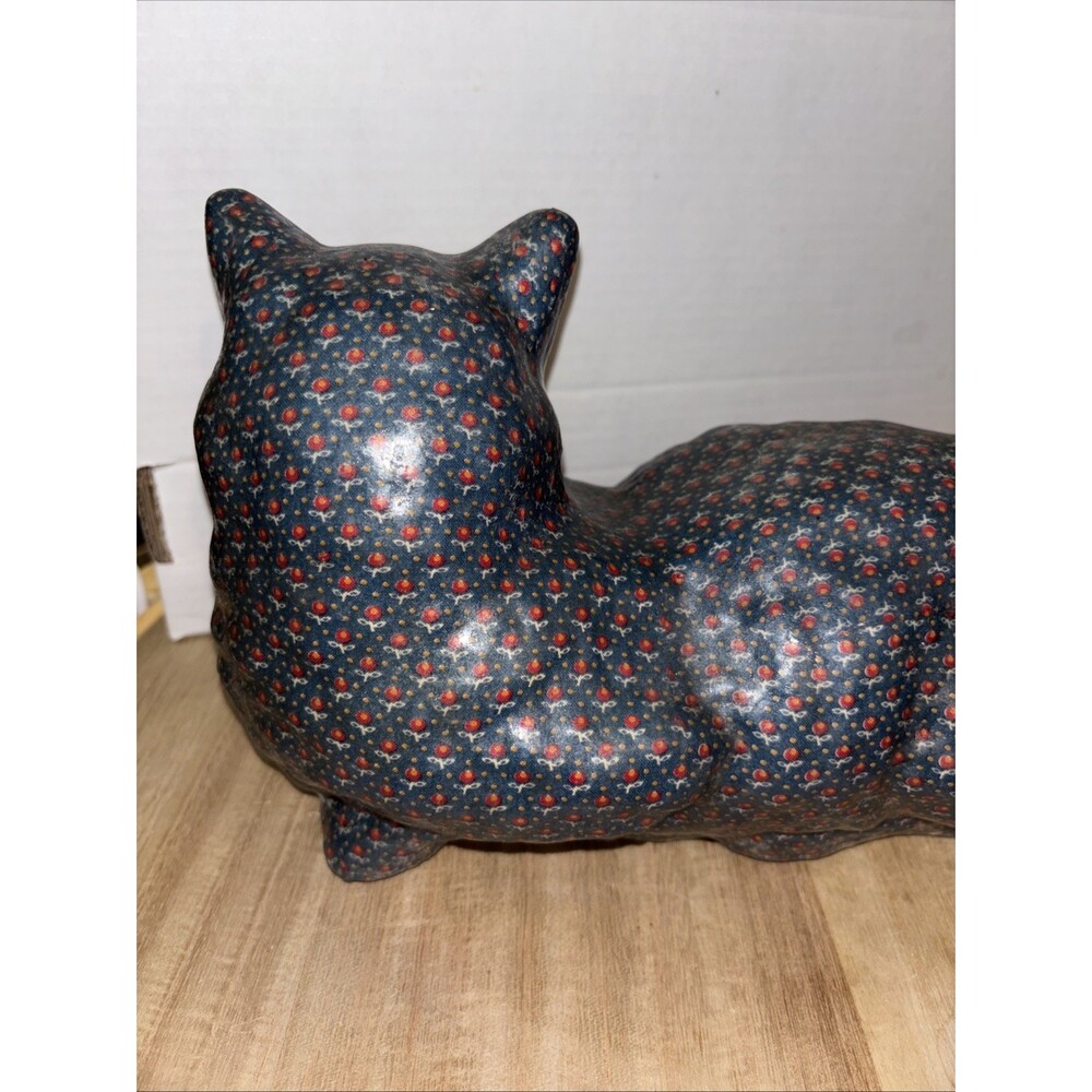 Vintage Cat Floral Pattern Chintz Decoupage Ceramic Door Stop Decor Heavy - Picture 4 of 7